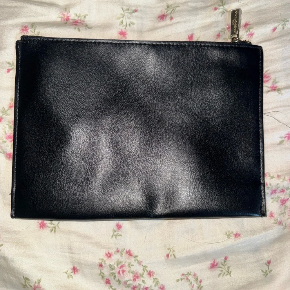 Dolce & Gabbana Black Leather Beauty Cosmetic Pouch with Gold Logo
